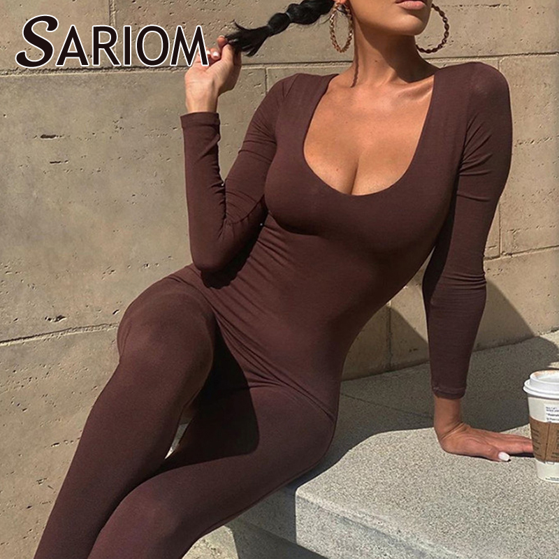

Sexy Low Collar Long Sleeve Stretchy Velvet Bodycon Jumpsuit Women White Black Fitness One Piece Outfits Romper Body Femme, Creamy-white