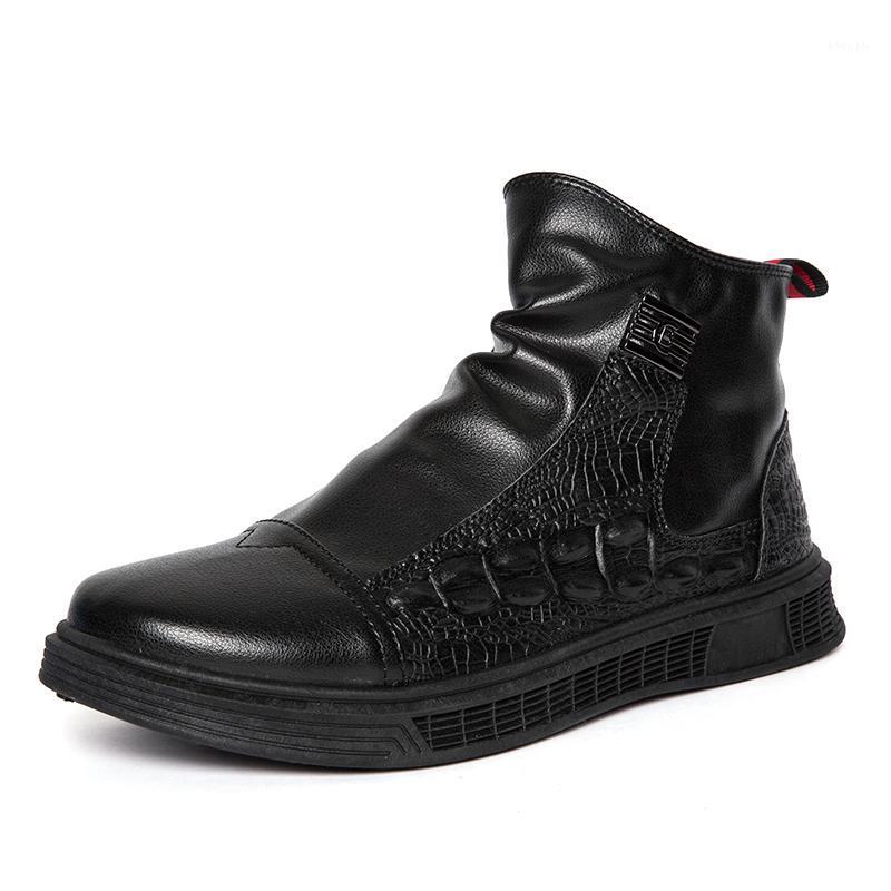 

Dress Shoes Big Size39-44 High Top Men Crocodile Business Men's Leather Oxford Shoe Comfortable Wedding MC44, Black