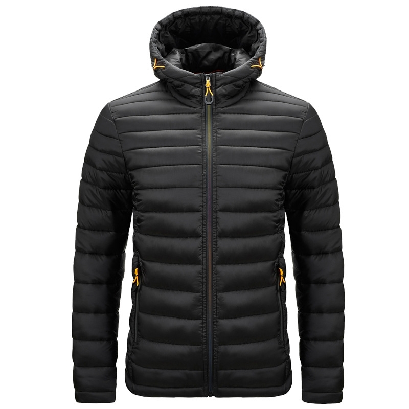 

Men's winter short men's down straight zip open hooded cotton jacket light and thin, Wine red