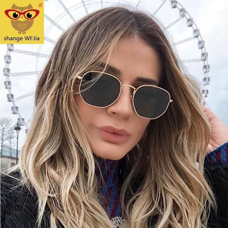 Lunettes de soleil 2021 Solines Square Sunglases Homme Heexagon Sun Lunettes Mannen Femmes Cadre en métal Pêche Or Gray Lunettes Lentes de Sol Ho