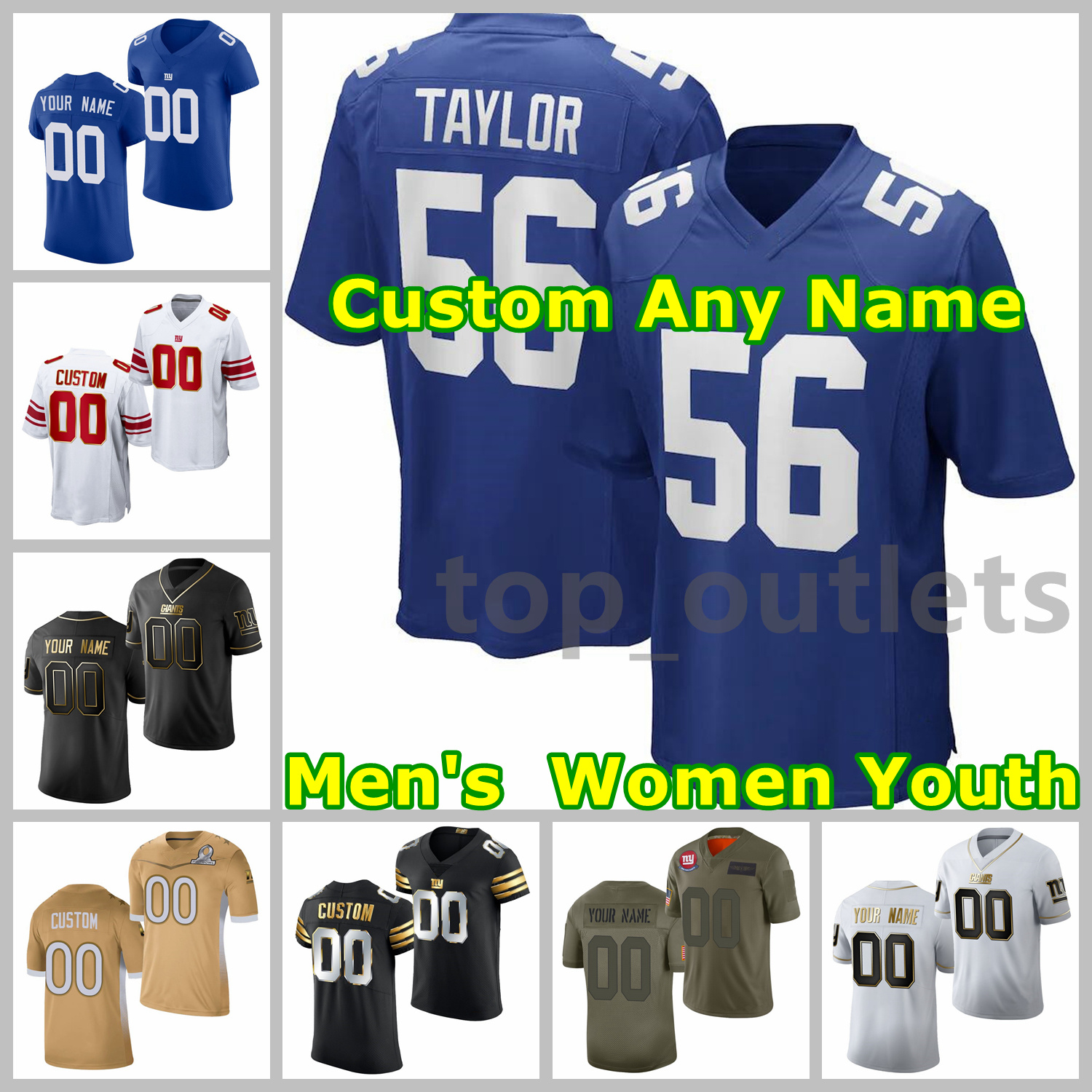 

2021 Giants American Football Jerseys Saquon 26 Barkley Jersey Landon 21 Collins Lawrence 56 Taylor Michael 92 Strahan Carl 58 Banks Harry 53 Carson Custom Stitched, As photo