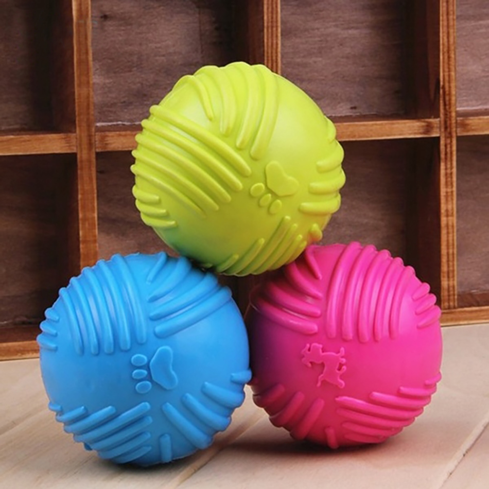 

Footprint Rubber Dog Ball Toy Bite Resistant Chew Toy for Small Dogs Puppy Game Play Squeak Interactive Pet Toy