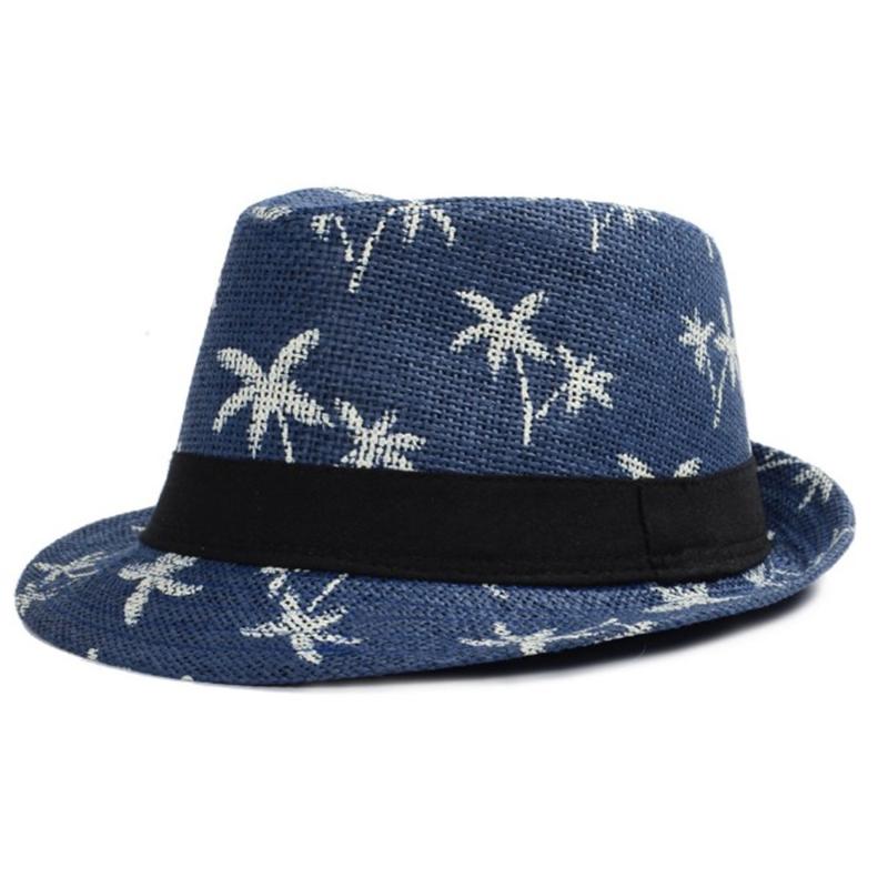 

Stingy Brim Hats Modern Fashion Summer Hat Men Women Caps Trilby Straw Jazz Sunhat Sunbonnet Panama Accessories, Blue;gray