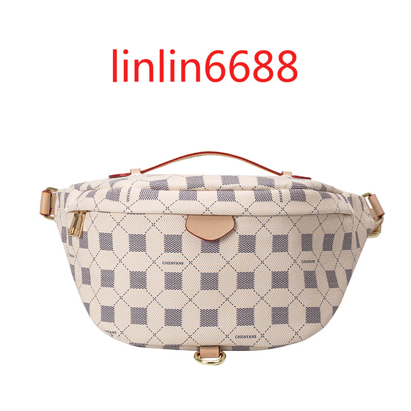 

Top quality Breast bag women's #625 Korean Fashion large capacity cashier bag donkey home same chessboard grid tide brand oblique cross dumpling bags waist handbag, White lattice