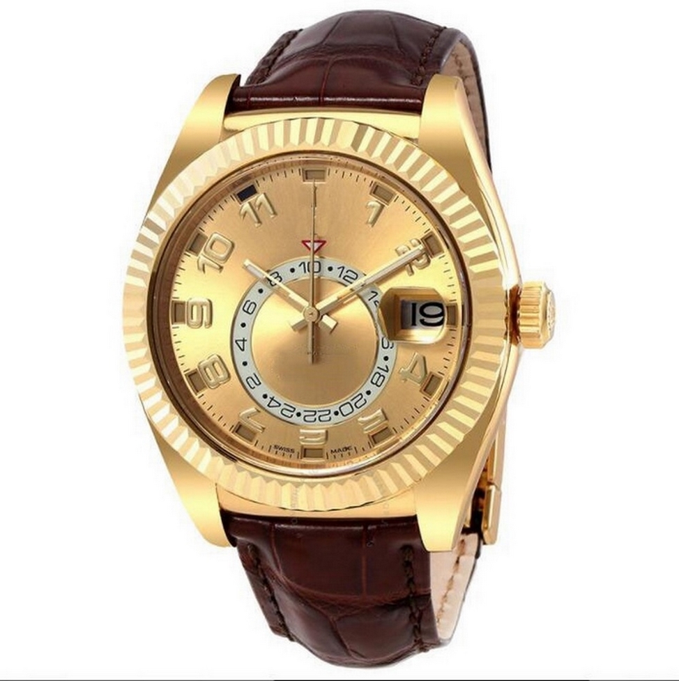 

Yellow Gold luxury watch SKY U1 automatic mechanical men 40mm DWELLERS Arabic numerals ring work watches 18k sweeping no battery 3A, #c only box