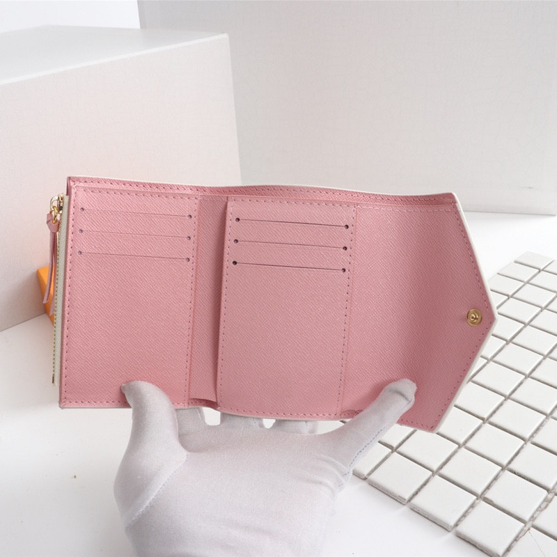 

High quality Fashion card holder billfold Women Wallets Short Discount classic zippe leather flower plaid With original box woman Coin Purse Wallet LB113, Carton