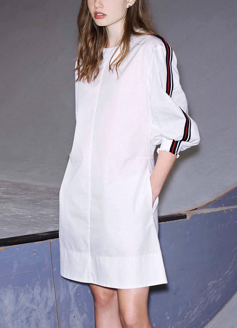 

Casual Dresses See Orange Young Girl Summer Dress Cotton Long Sleeve White SO1199, As pic