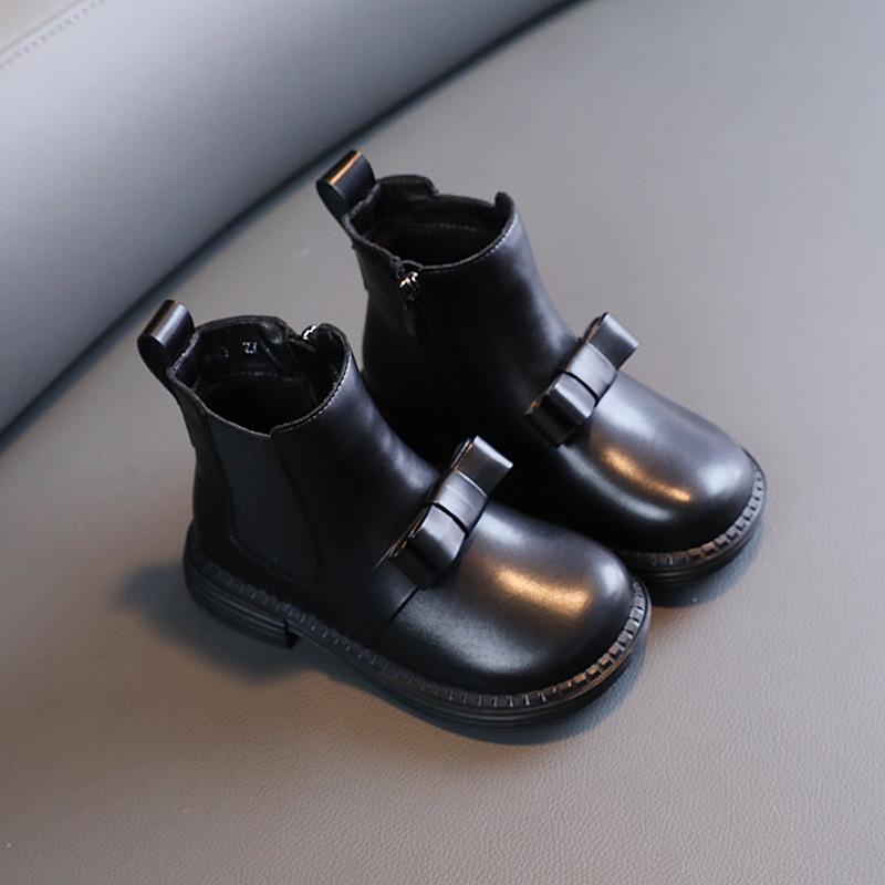 

Winter for Children Boots Bow Shoes Black Girls Ankle Short Elegant Princess Toddler Fashion Kids'
