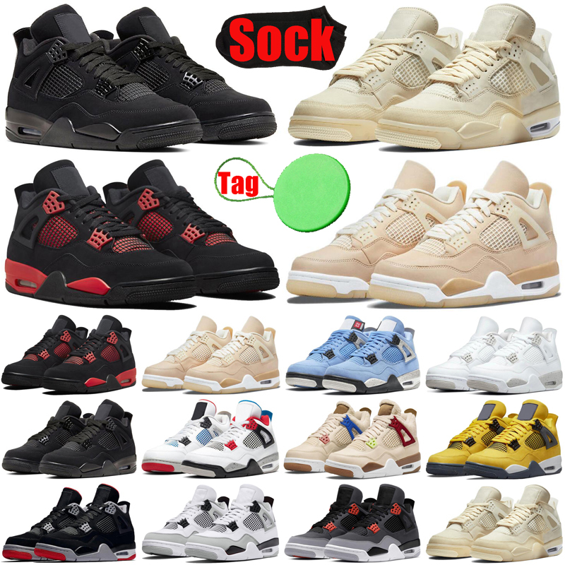 

4 4s mens womens basketball shoes Black Cat Shimmer Sail University Blue Red Thunder Bred White Oreo Cactus Jack Neon men trainers sports sneakers