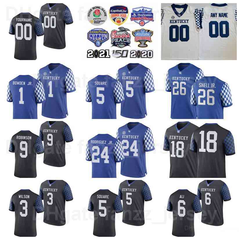 

NCAA Football Kentucky Wildcats College 9 Davonte Robinson Jersey Men 29 Yusuf Corker 81 Isaiah Epps 0 Kavosiey Smoke 10 Asim Rose Jr 4 Josh Paschal University, Blue