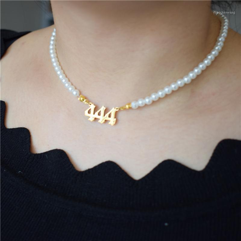 

Chains Angel Number 111 222 333 444 555 666 777 888 999 Necklaces For Women Imitation Pearl Necklace Stainless Steel Jewelry