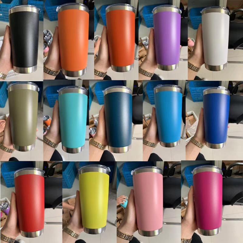 

20oz 600ml Stainless Steel Cups Tumblers Vacuum Insulated Travel Mug Metal Water Bottle Beer Coffee Mugs With Lid 18 Colors VT0439