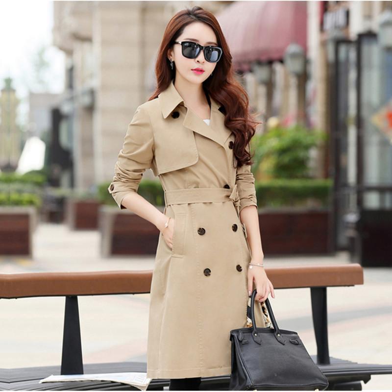 

Women's Trench Coats Spring Coat For Women Streetwear Turn-down Collar Double Breasted Female Autumn Korean Plus Size 3XL Outerwear, Gray