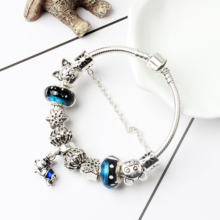 

Fashion Alloy Beads DIY Bracelet for Pandora Style 3MM Snake Chain Jewelry, Black