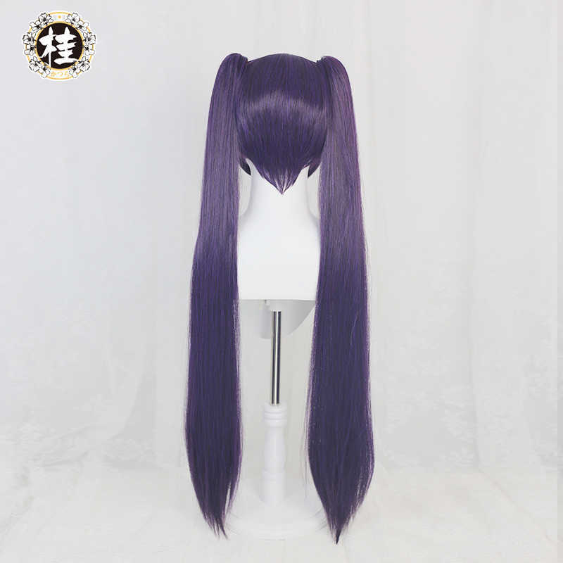 

PRE-SALE UWOWO Game Genshin Impact Mona Megistus Cosplay Wig Astral Reflection 90cm Purple Twin Tail Y0913