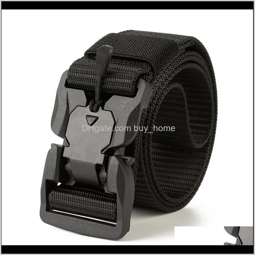

Others Aessories Gear Magnetic Buckle Tactical Mens Multifunctional Outdoor Nylon Woven Canvas Belt Drop Delivery 2021 M7Fjy, Black