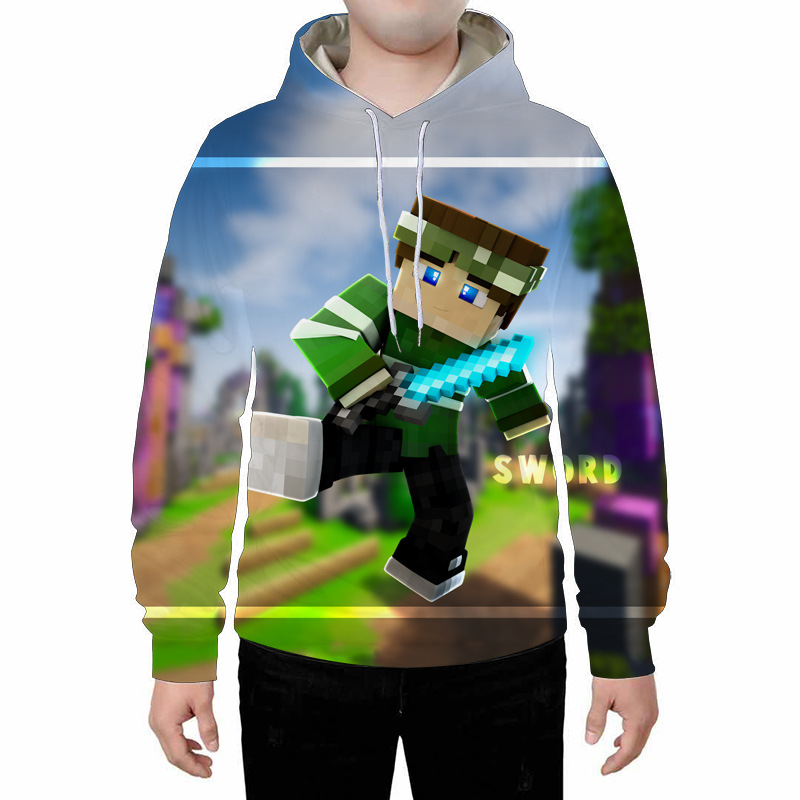 

New personality loose trend bear lazy pattern men's hooded sweater long-sleeved sweater loose, comfortable and soft Minecraft, White;black