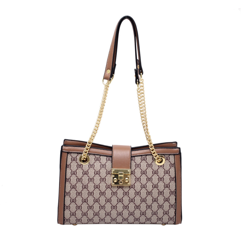 

Wholesale factory ladies shoulder bags street trend printed handbag Joker retro contrast leather handbags Western style elegant large capacity women Tote bag
