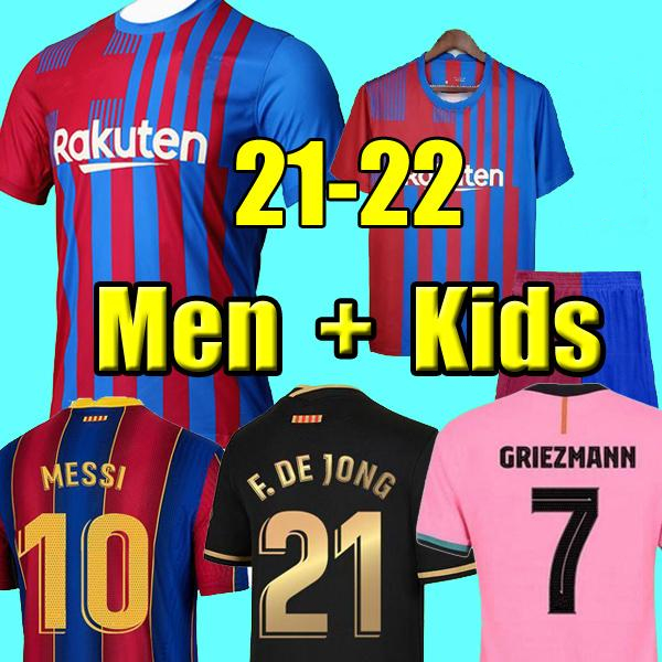 

21-22 Camisetas de football MESSI Kun Aguero Barcelona soccer jerseys BARCA FC 20 21 22 ANSU FATI 2021 2022 GRIEZMANN F.DE JONG DEST PEDRI kit shirt men kids, 20-21 home