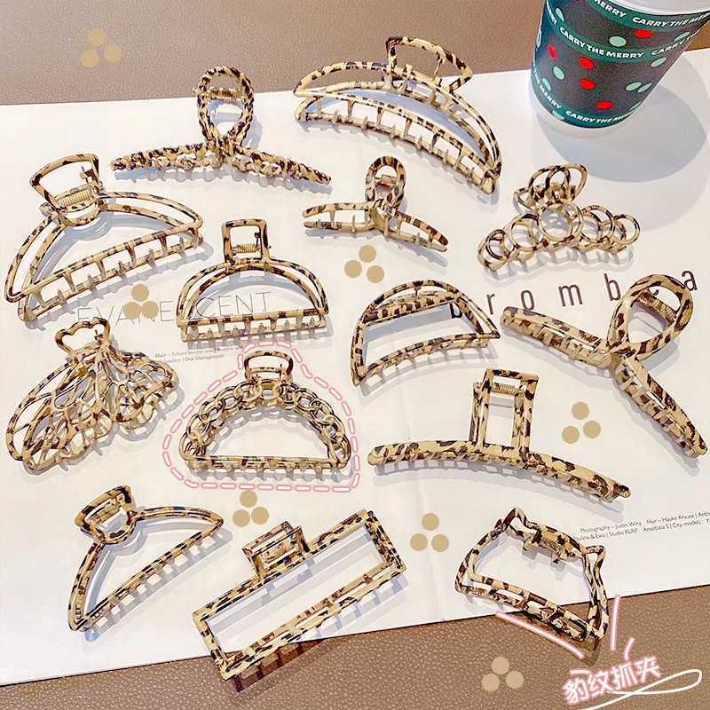

New butterfly hairpin shark clip leopard metal hair grab back of the head chuck hairpin female, 6 # small half month