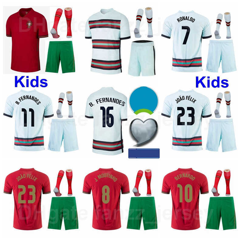 

National Team Kids RONALDO Youth Jersey Socks Set Soccer JOAO FELIX ANDRE SILVA BERNARDO FERNANDES WILLIAM PEREIRA CANCELO MOUTINHO Football Kits Europe Cup P-T-Y, Kids with patch