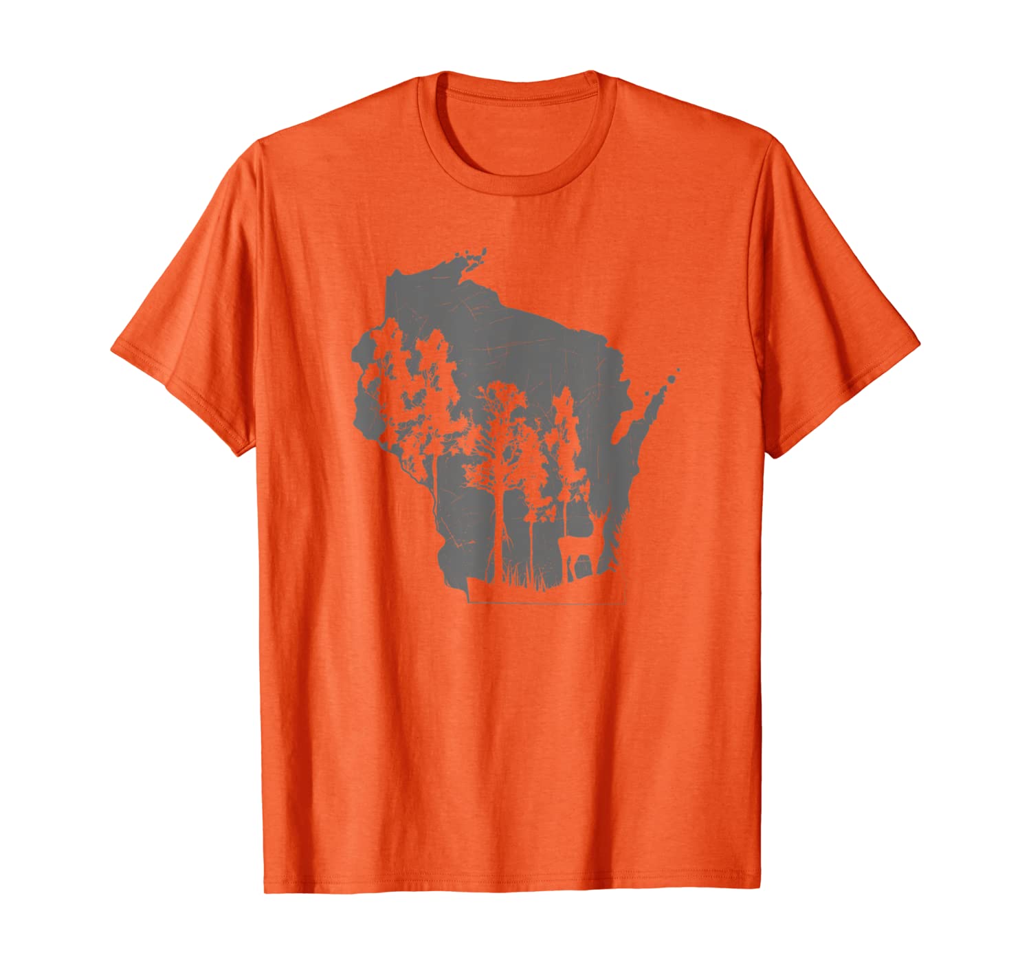 

Proud Wisconsin Deer Hunter State Map Outline T-Shirt, White;black