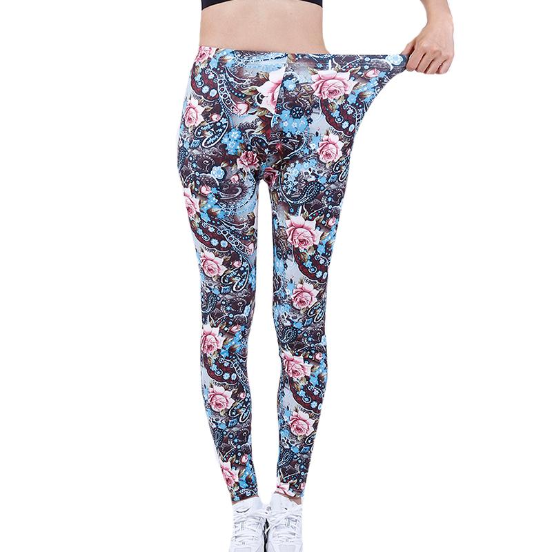

Women' Leggings YSDNCHI Summer Style Women Flower Printed Leggins Workout Girl High Waist Pants Sexy Design Elastic Trousers, Coffee flowers