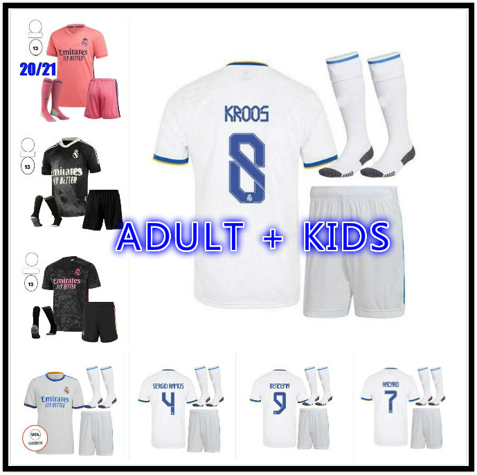 

2021 2022 Real Madrid Soccer Jersey HAZARD home away adult kids shirt ASENSIO ISCO MARCELO 20 21 22 man kit Football uniforms, Black;yellow
