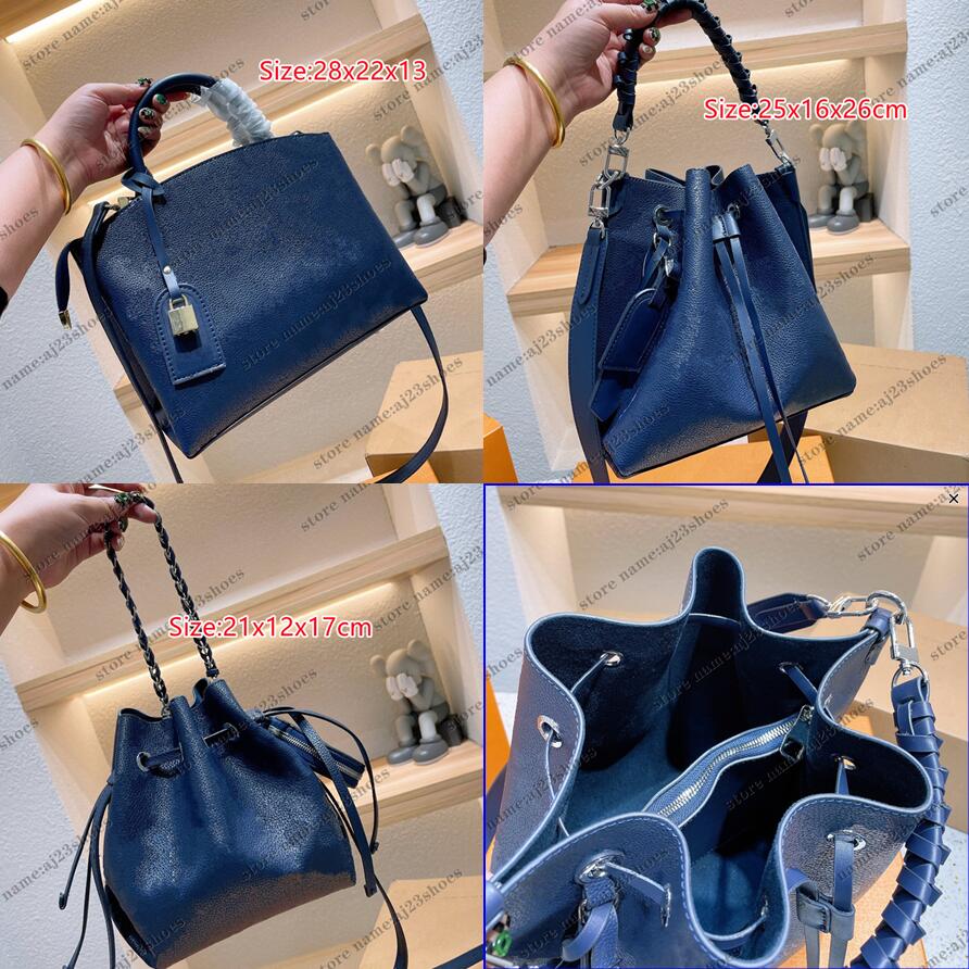 

Navy Blue Flight Mode Collection Muria Tote Bag Perforated Calfskin Bella Bucket Bag Petit Palais designer handbags Women Luxurys designers Bags, 03