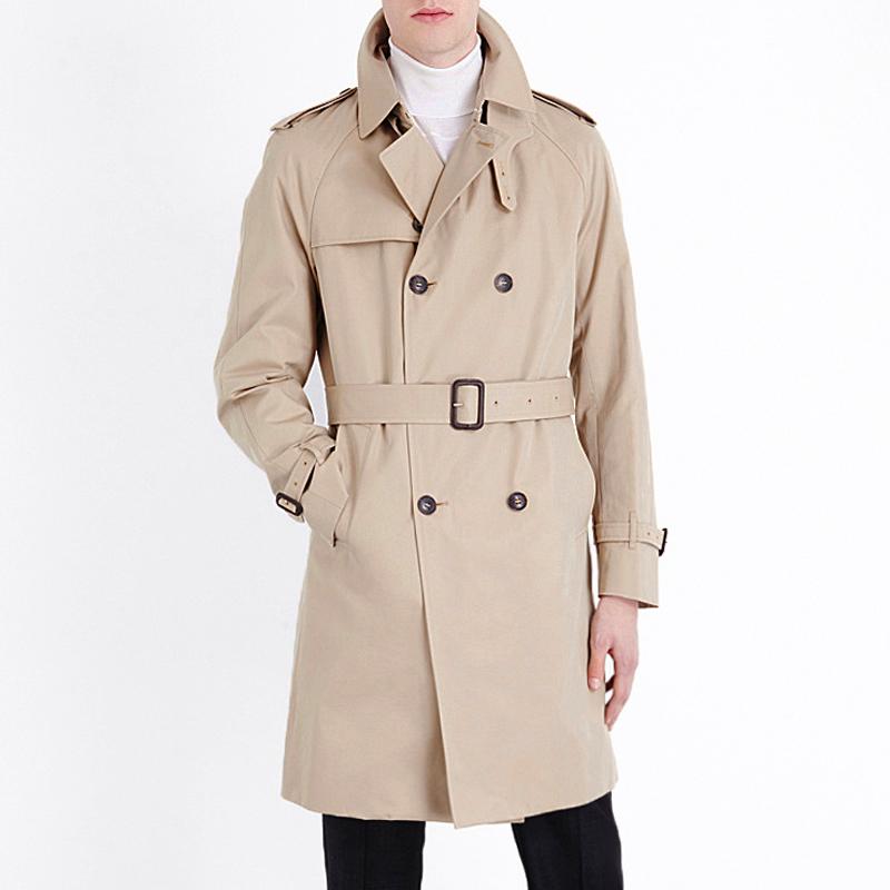 

Men' Trench Coats British Style Brand Coat For Men 2021 Spring And Sping Double Button Belt Long Jackets Plus Size, Beige