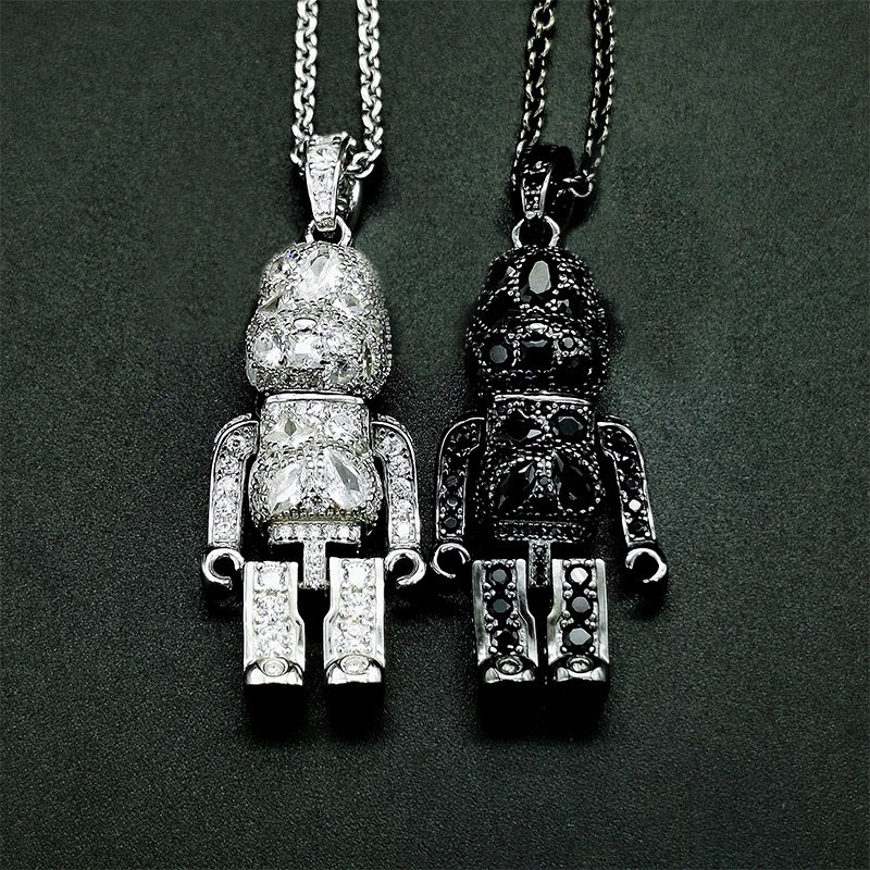 

Fashion initial iced out necklace bijoux chains for mens lady womens Party Wedding Lovers gift hip hop jewelry With BOX, Silver
