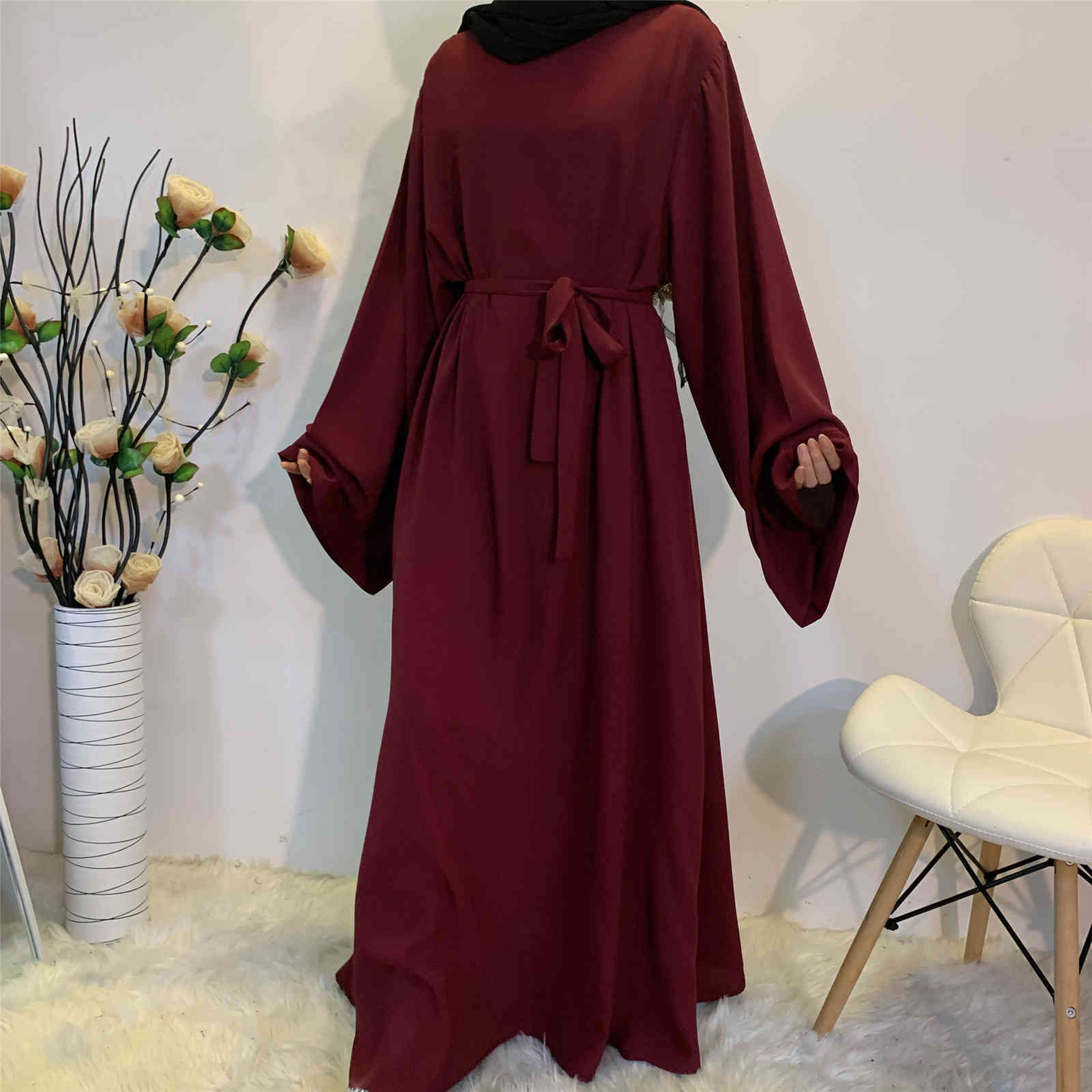 

Casual Dresses Turkey Muslim Dress Women Abaya Dubai Plain Soild Color Caftan Hijab Arabic Islam Abayas Robe Longue Femme Musulman, 1696 hijab