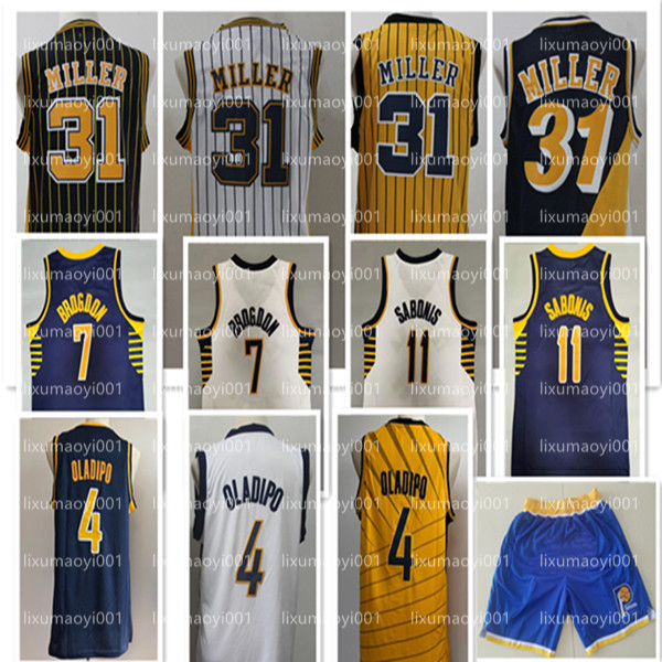 

Mens Indianajersey Throwback Reggie 31 Miller Victor 4 Oladipo Basketball Shorts Basketball Jersey Black yellow white blue, As
