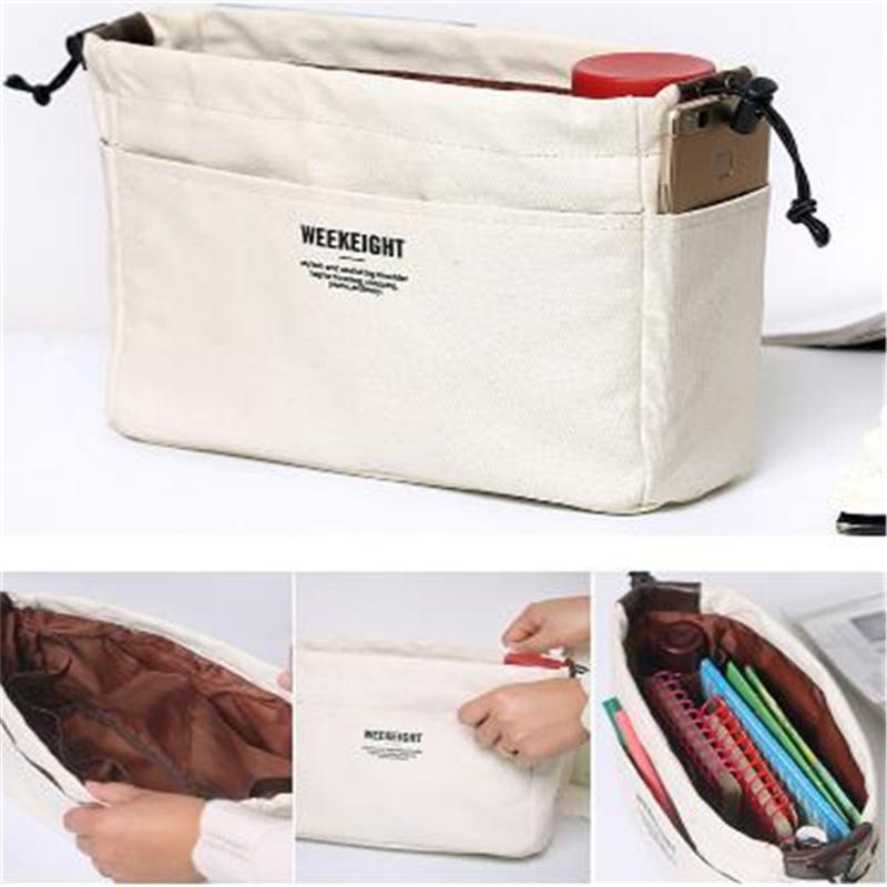 

Insert Multi-functional Travel Cosmetic Bag Felt Makeup Organizer Canvas Pouch Toiletry Storage Bags & Cases