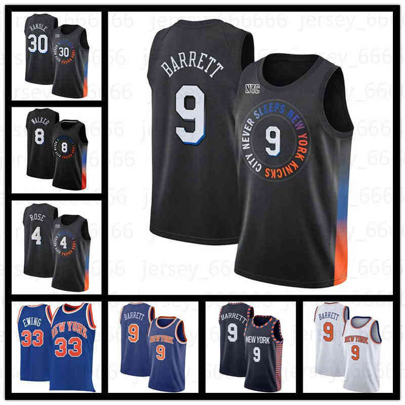 

New York''Knicks''Mens Derrick 4 Rose Julius 30 Randle RJ 9 Barrett Kemba 8 Walker Basketball Jerseys Patrick 33 Ewing 75th Anniversary, Men jersey