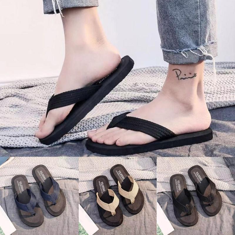 

Slippers Men's Shoes Summer Beach Breathable Sandals Male Slipper Klapki Flip-flops Flat Zapatos De Hombre Men, Black