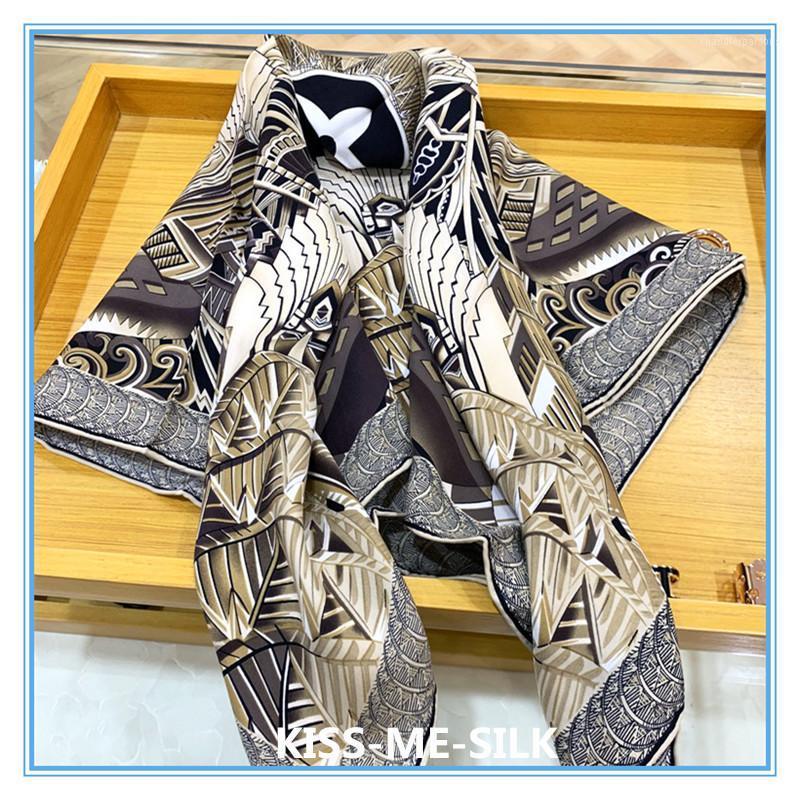 

Scarves KMS Classic Aesthetics Silk Sand-washed Twill Scarf Hand-curled Large Square Shawl Women 90*90CM/55G