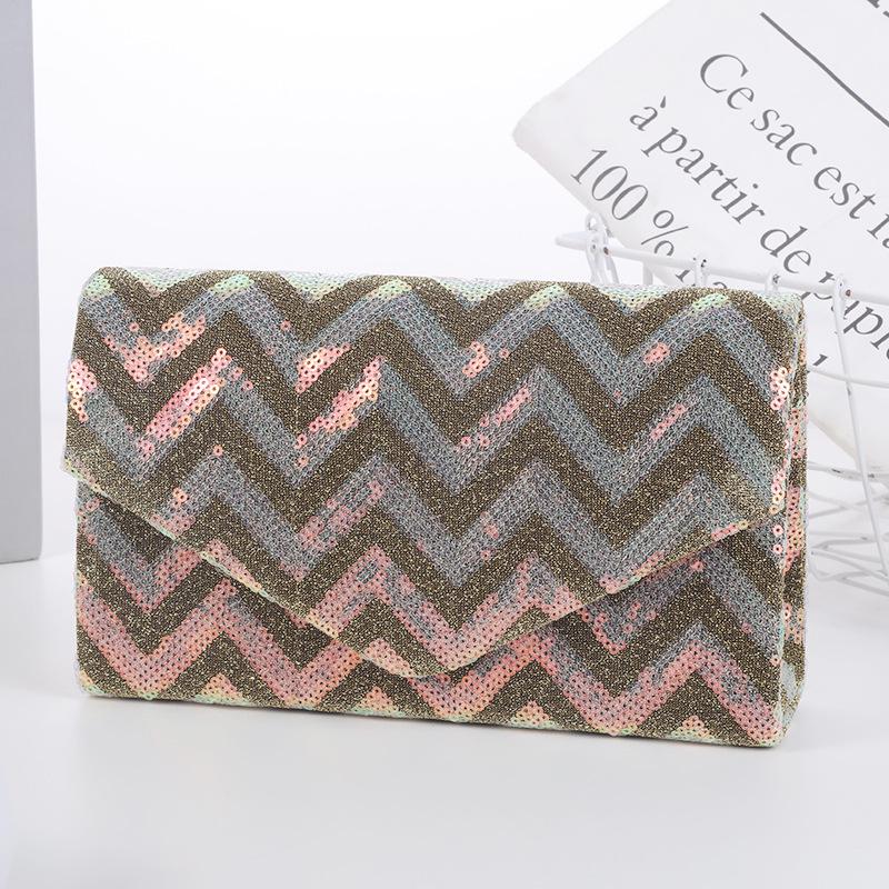 

Sequin Evening Bag Striped Crossbody Clutch Elegant Women's Factory Bags