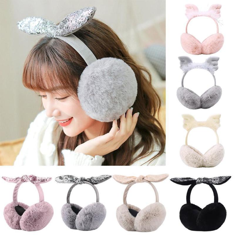 

Berets Winter Travel Bowknot Earmuffs Anti-fashion Anti-freeze Foldable Removable Ear Pack Warmer Reflective And Plush R4J8