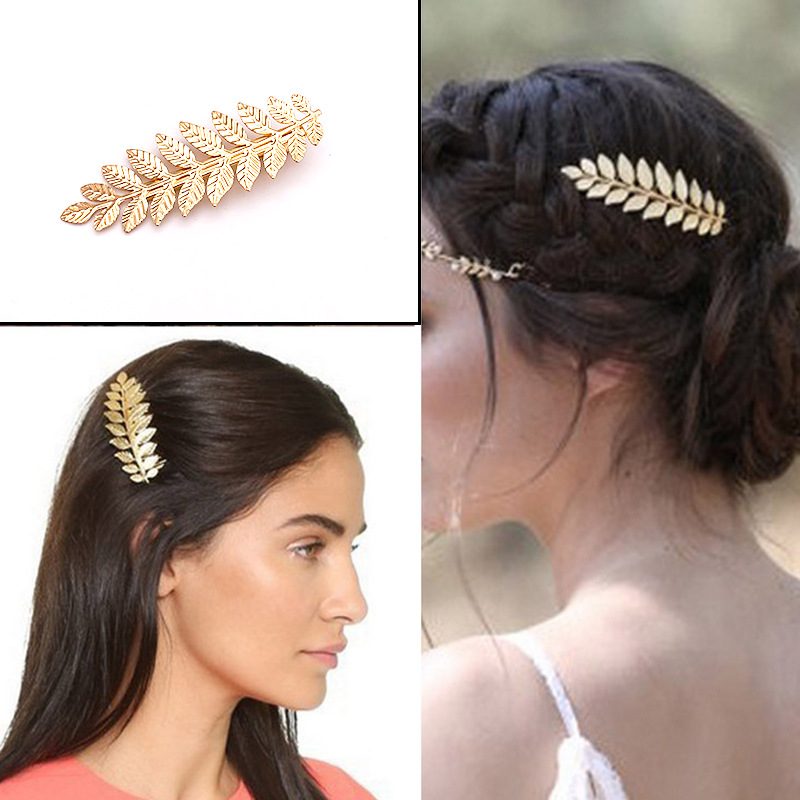 

Fashion Leaf Hair Clip Accessory Barrettes Pins for Women Girls Summer Bohemian Beach Bride Bridesmaids Jewelry Accessories Wedding Gift