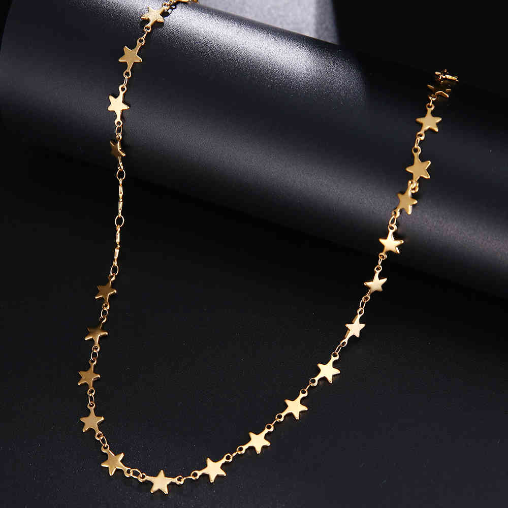 

Fashion Stainless Steel Star Chains Necklace For Man Women Gold Silver Color Pendant Pentagram Donot Fade Jewelry