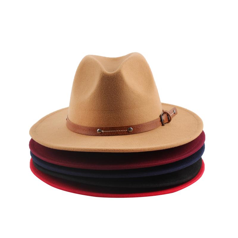 

Stingy Brim Hats 2021 Classic British Fedora Hat Men Women Imitation Woolen Winter Solid Color Felt Fashion Jazz Chapeau Whole, Khaki