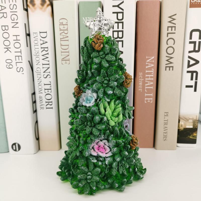 

Christmas Decorations Artificial Succulent Tree Ornaments Resin Bonsai Home Desktop Miniatures Xmas Fake Plants Gifts