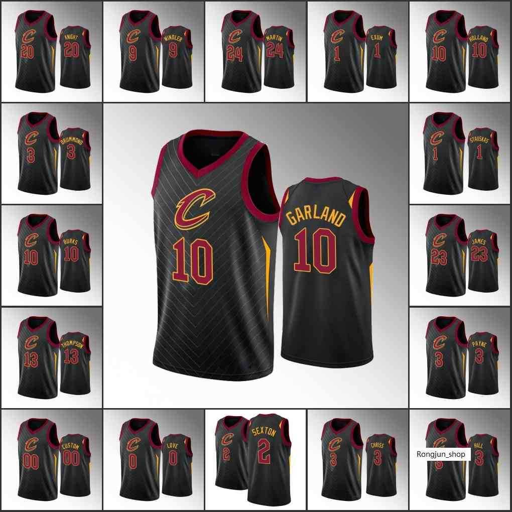

75th Anniversary Diamond Basketball Jerseys 2021/22 Printed Men Collin Sexton Andre Drummond Kevin Love Darius Garland Statement Black