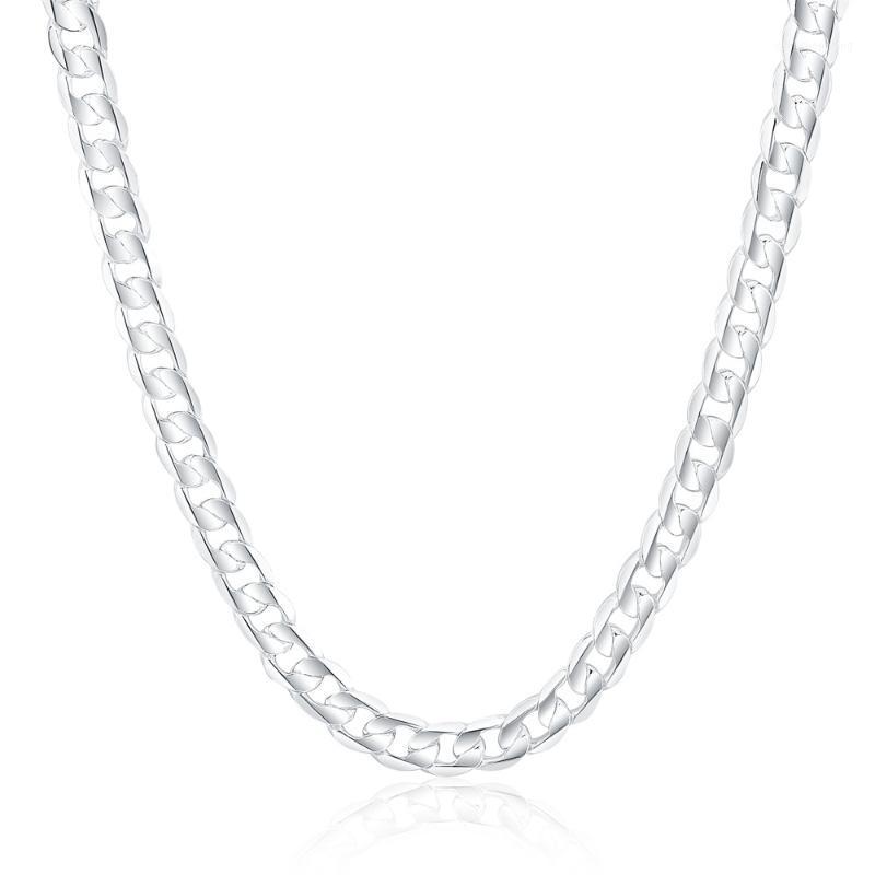 

Chains 925 Sterling Silver 18/20/22/24/26/28/30 Inch 12mm Flat Sideways Necklace For Women Man Fashion Wedding Charm Jewelry
