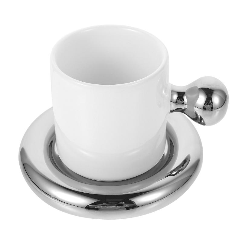 

Mugs 1 Set Adorable Anti-scalding Ceramic Water Cup Sturdy Tea With Saucer (White)