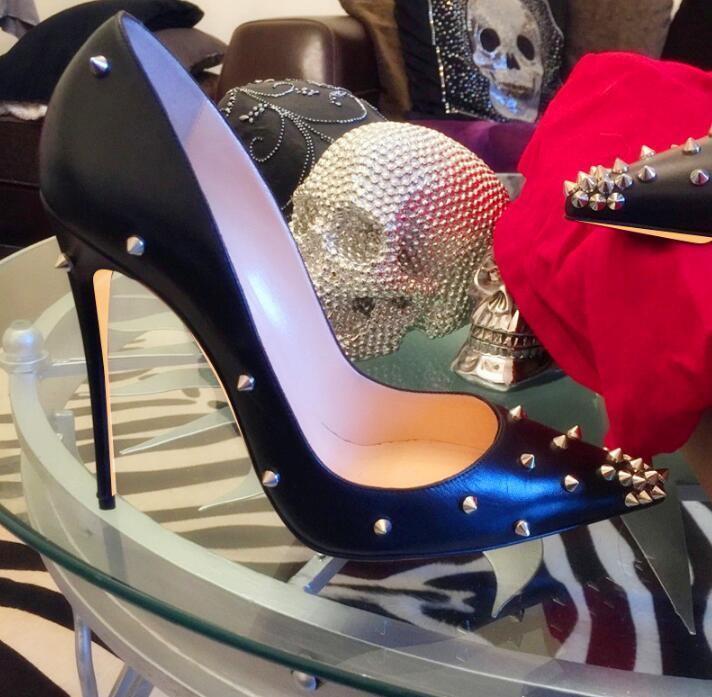 

Shoes Louboutin CL Christian With Box ) Sales Rivets Red Bottom Women High Heels Shoe fashion Pointed Toe Spiked Studded xfv, Blue