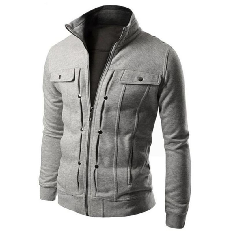 

Men's Jackets Spring Men Solid Coats Stand Collar Long Sleeve Zip Pocket Slim Jacket Coat Plus Size Clothing 2022 Outwear, Black;brown