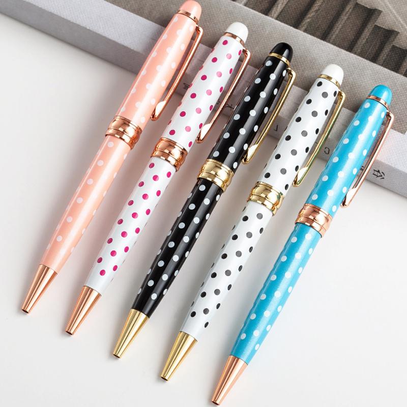 

Creative Cartoon Student Dot Ballpoint Pen Office Stationery Metal Gift Ball Point School Supplies Wholesale Pens, Blue;orange