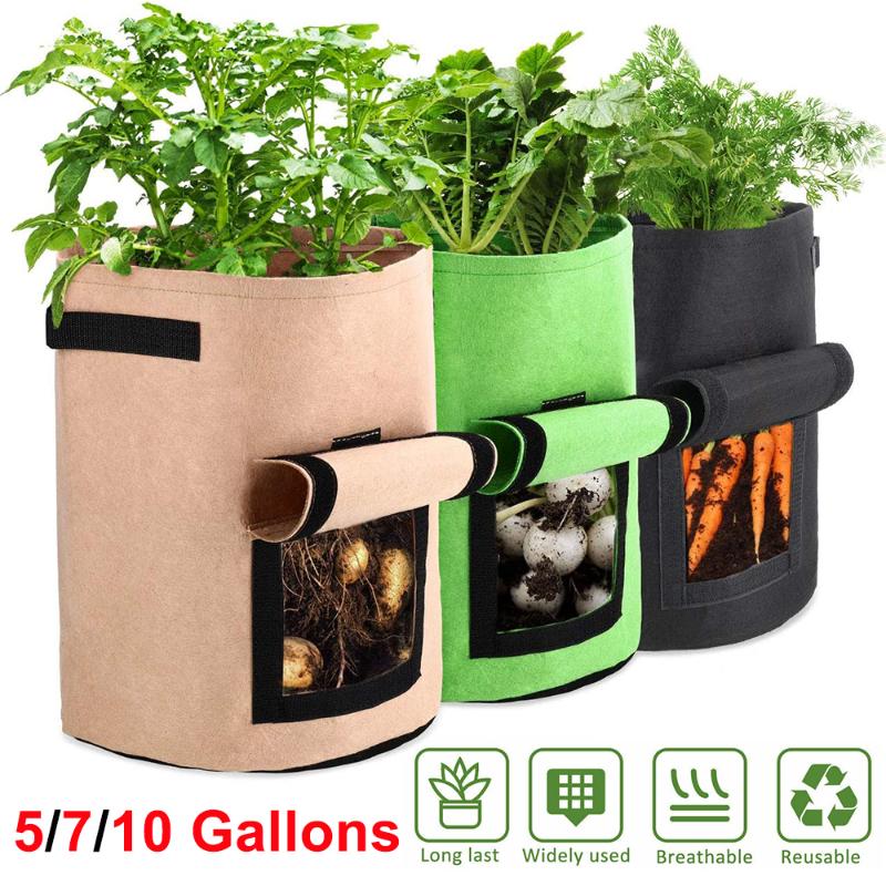 

5/7/10 Gallon Plant Grow Bags Potato Planting Vegetables Flower Pot Home Garden Fabric Container Tools Jardin D30 Planters & Pots